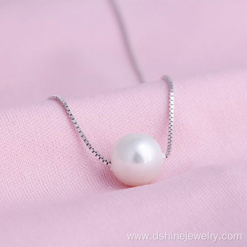 925 Silver Chain Women Natural Single Pearl Pendant Necklace